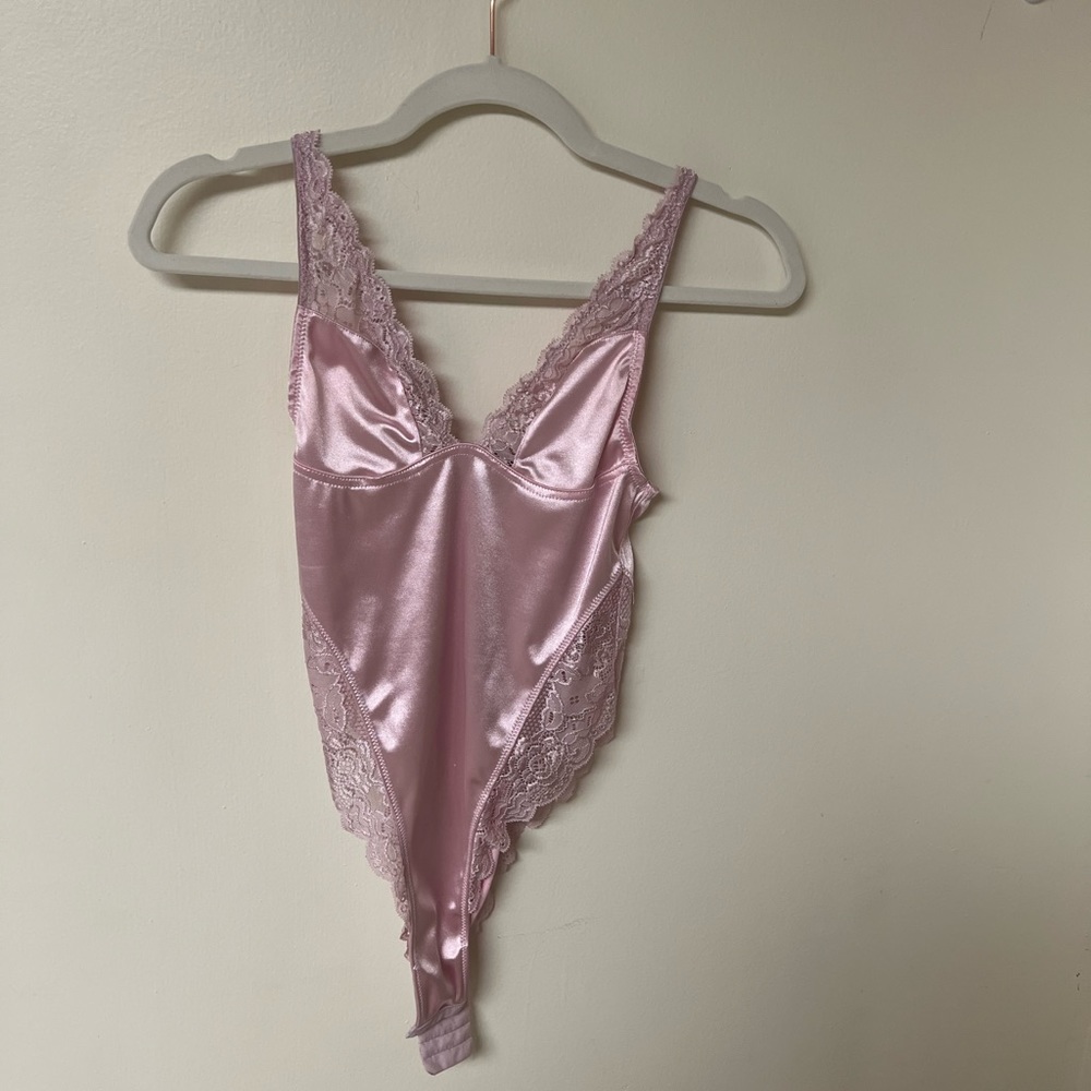 Urban Outfitters Pink Lace Body Suit with snaps